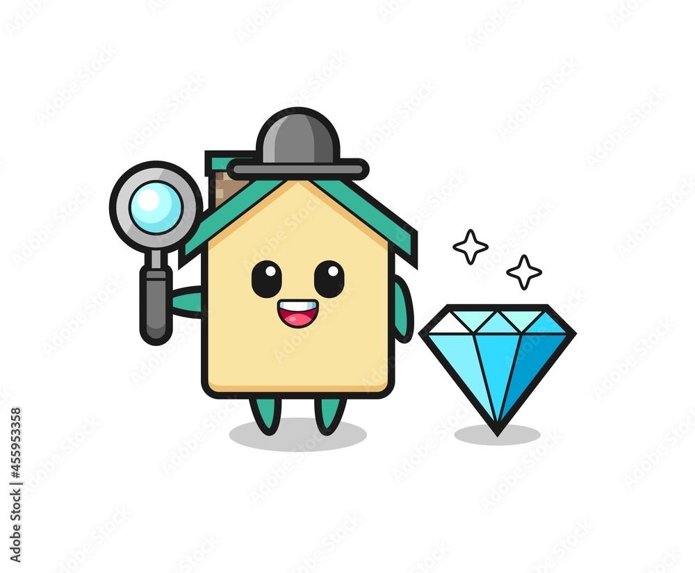Fototapeta premium Illustration of house character with a diamond
