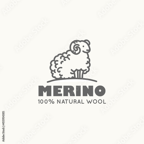 Merino natural wool vector sign photo