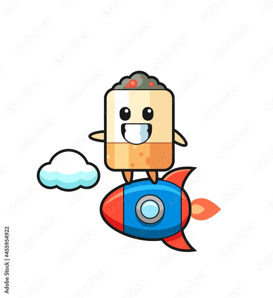 cigarette mascot character riding a rocket cigarette mascot character riding a rocket