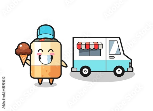 Mascot cartoon of cigarette with ice cream truck