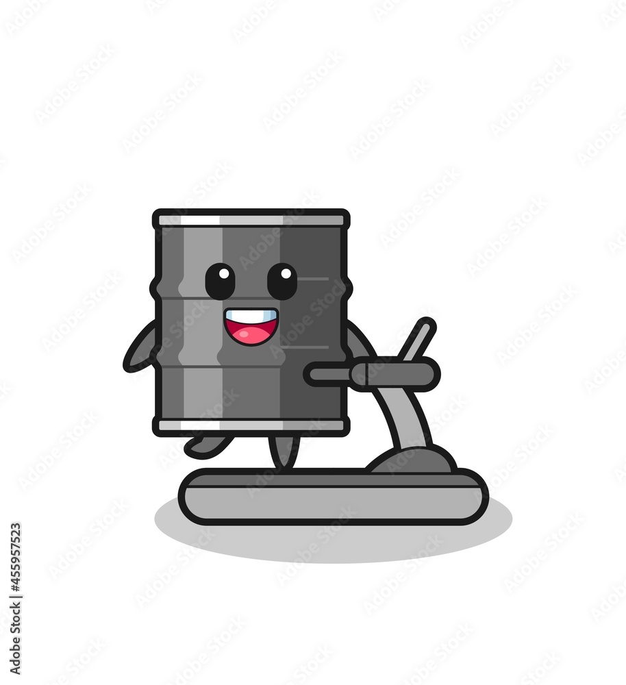 oil drum cartoon character walking on the treadmill oil drum cartoon character walking on the treadmill