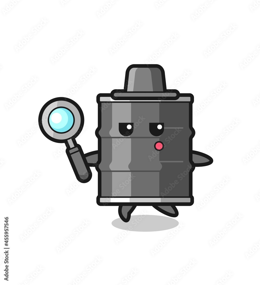 oil drum cartoon character searching with a magnifying glass oil drum cartoon character searching with a magnifying glass