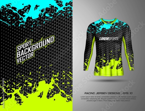T-shirt and long sleeve designs sports abstract background for extreme jersey team, racing, cycling, football, gaming and sport livery.
