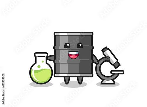 Mascot character of oil drum as a scientist