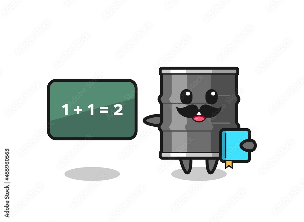 Illustration of oil drum character as a teacher