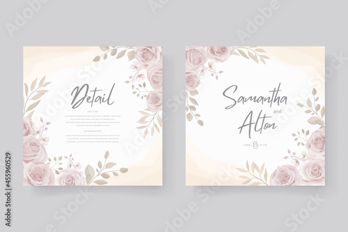 Beautiful flower wedding invitation card template