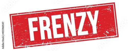 Photos FRENZY text on red grungy rectangle stamp.