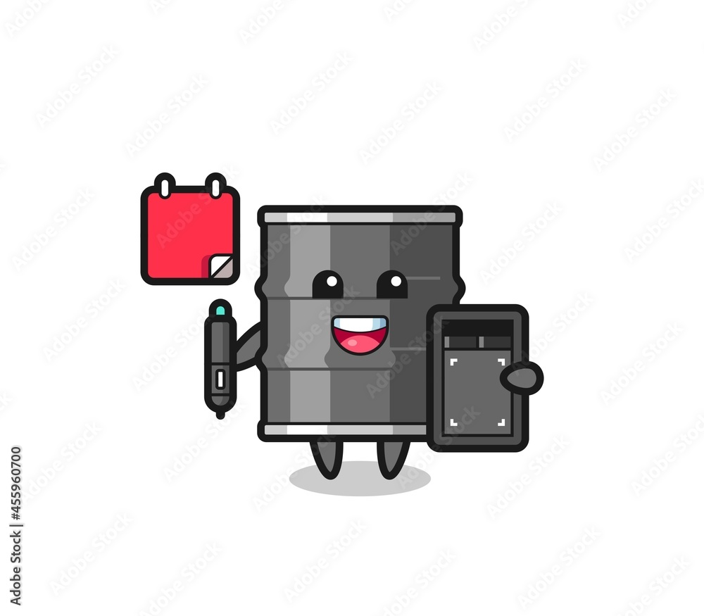 Illustration of oil drum mascot as a graphic designer Illustration of oil drum mascot as a graphic designer