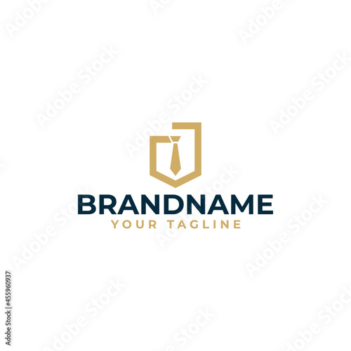 Security services logo design vector. Bodyguard Shield and tie icon illustration.