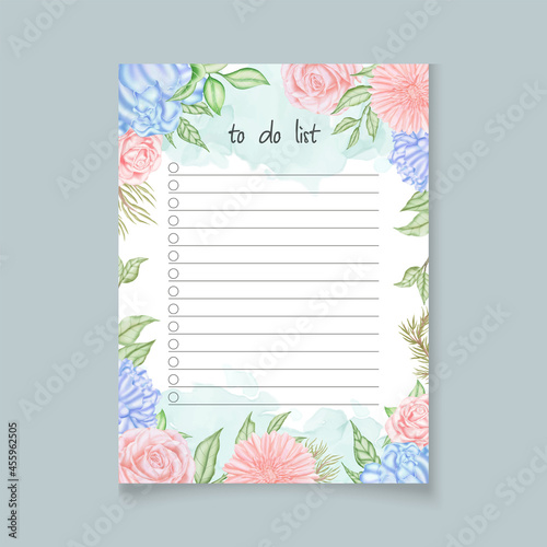 To do list planner template with colorful flowers