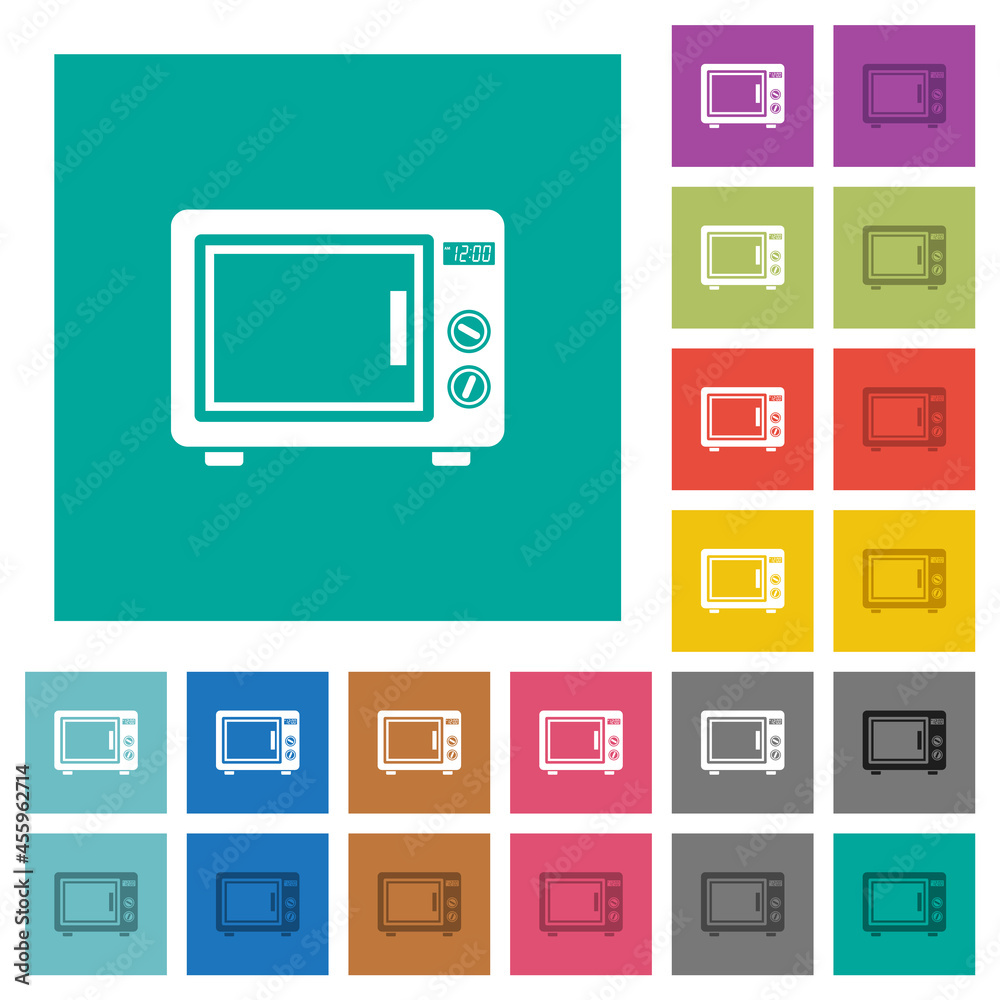 Microwave oven square flat multi colored icons Microwave oven square flat multi colored icons