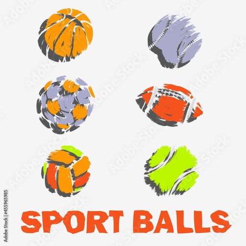 Set of sports ball isolated object, vector illustration.