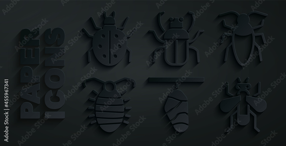Set Butterfly cocoon, Cockroach, Larva insect, Insect, Stink bug and ...