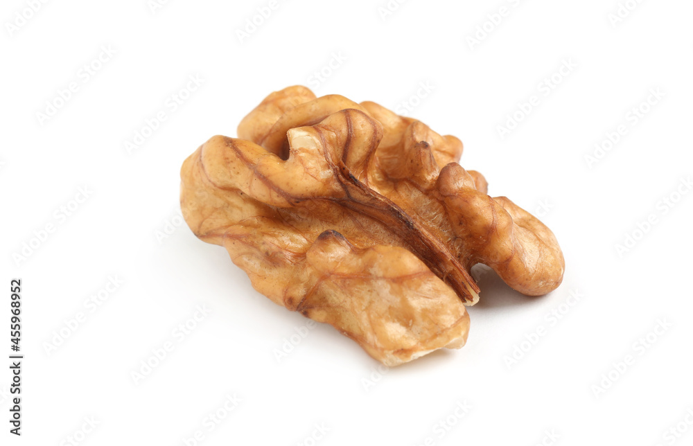 Half of ripe walnut isolated on white Half of ripe walnut isolated on white