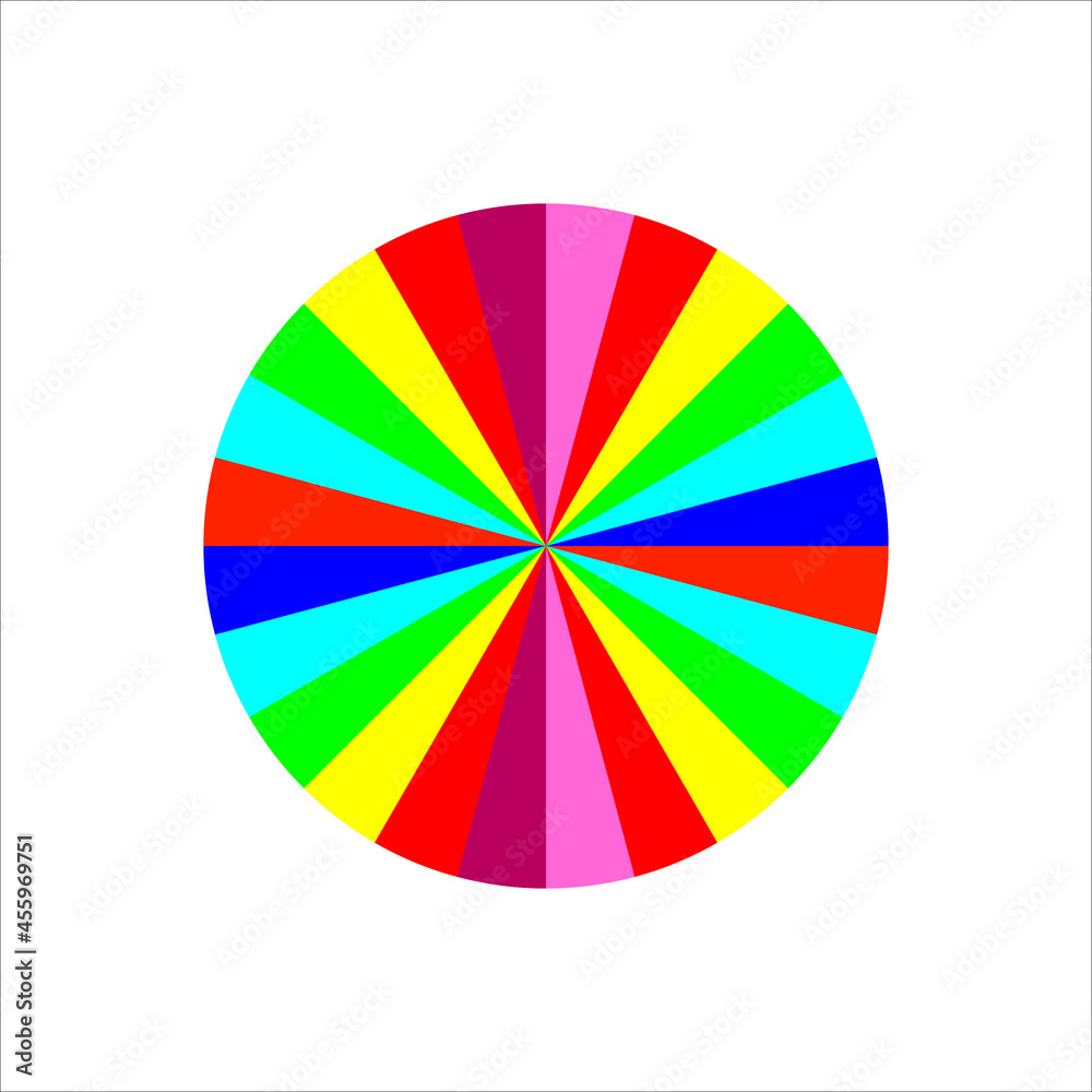 Colorful circle with different colors strips. Colour vector illustration  and drawing on blank background. Stock Vector | Adobe Stock