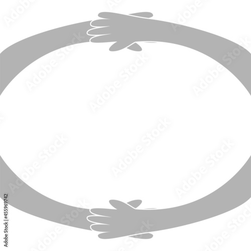 Hugging hands. Arm embrace, belief togetherness unique relationship hugged hands vector isolated concept