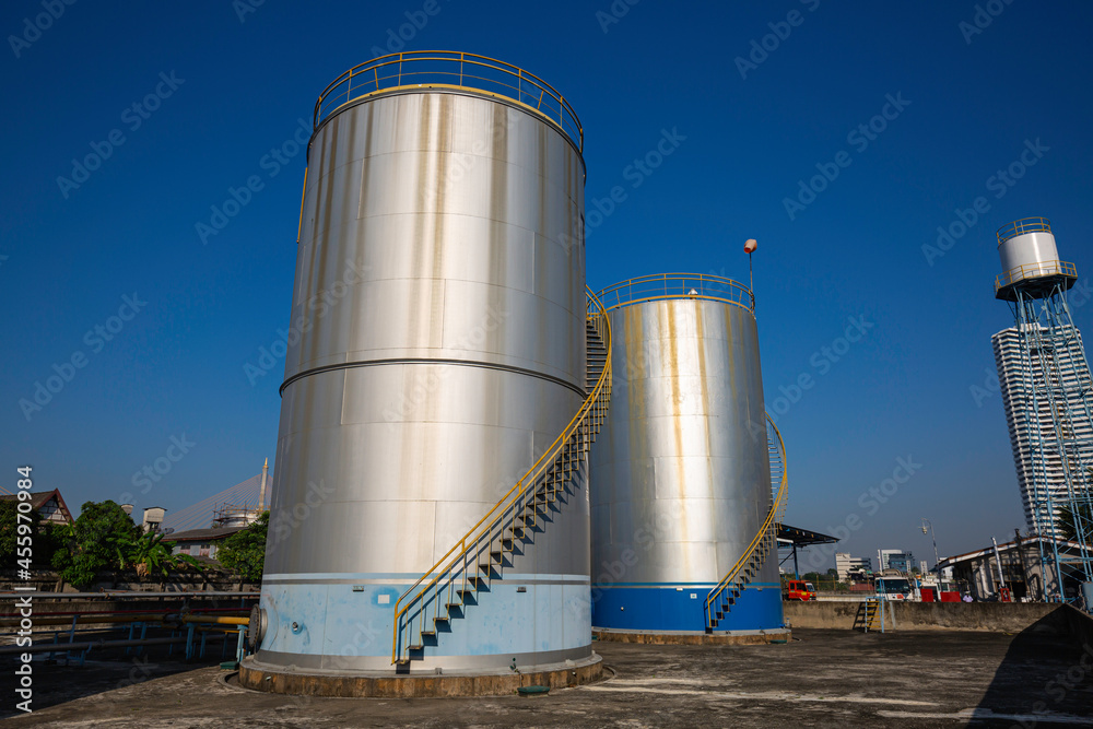 Chemical industry with fuel storage tank white Chemical industry with fuel storage tank white