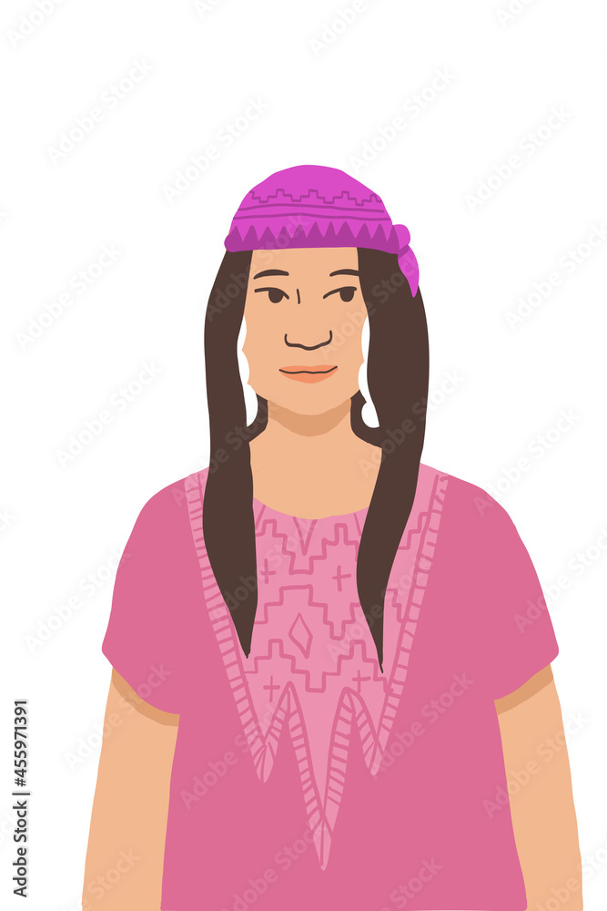 Indigenous woman with head scarf and earrings Indigenous woman with head scarf and earrings