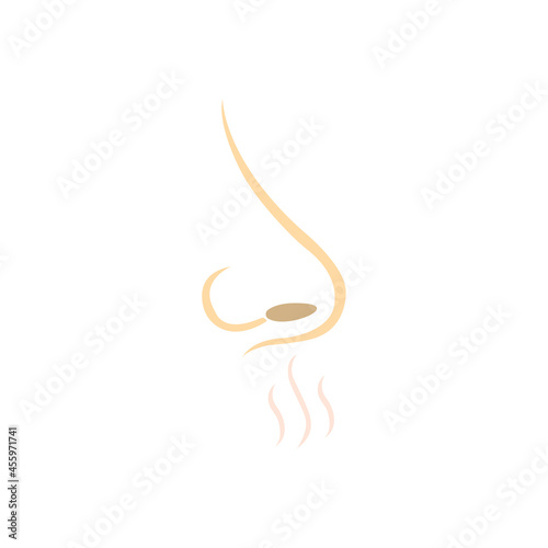 nose icon with a smell on a white background, vector illustration