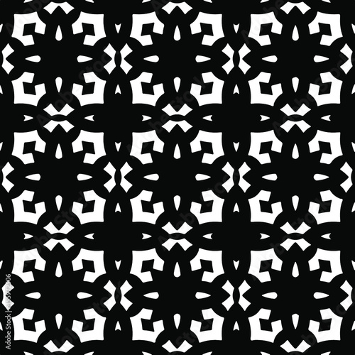 Flower geometric pattern. Seamless vector background. White and black ornament. Ornament for fabric  wallpaper  packaging.   Decorative print