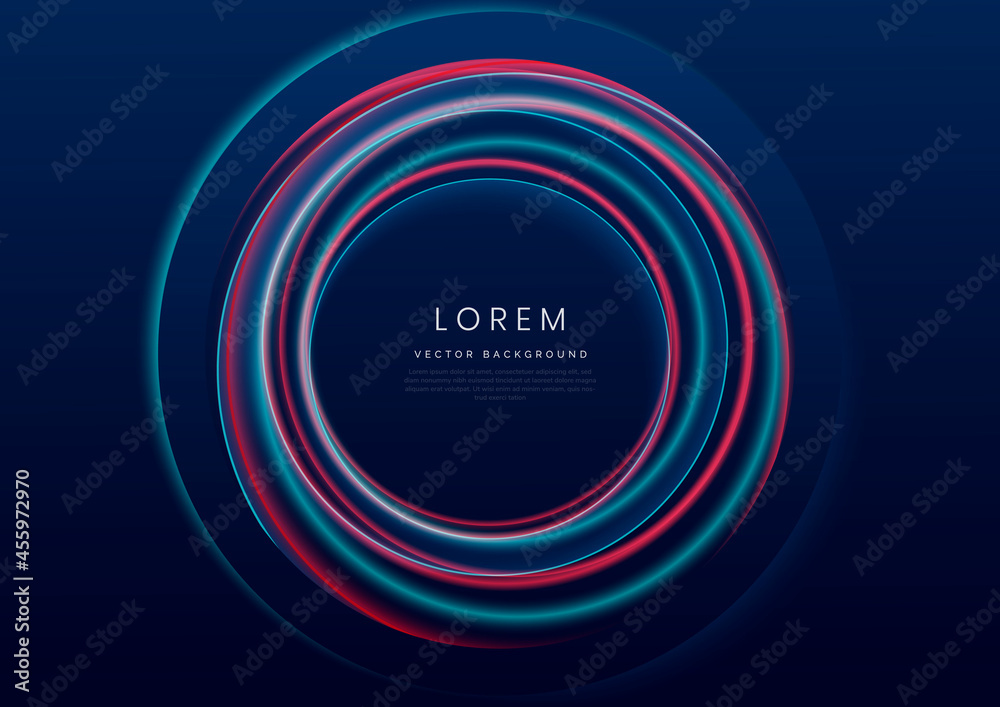 Abstract blue and red circle neon light effect background. Abstract blue and red circle neon light effect background.