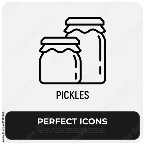 Pickles thin line icon. Modern vector illustration of jars.
