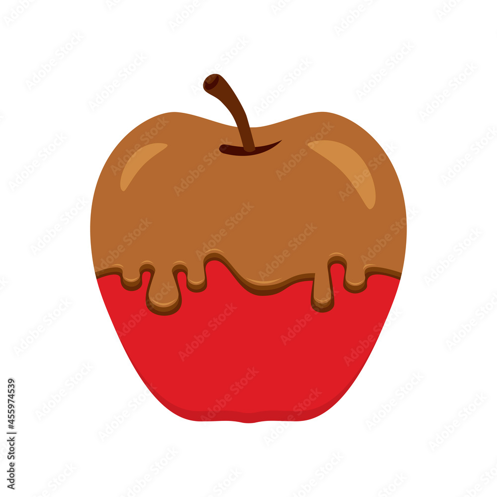 Caramel apple icon vector. Red apple in caramel sauce icon isolated on a white background. Taffy apple icon vector Caramel apple icon vector. Red apple in caramel sauce icon isolated on a white background. Taffy apple icon vector