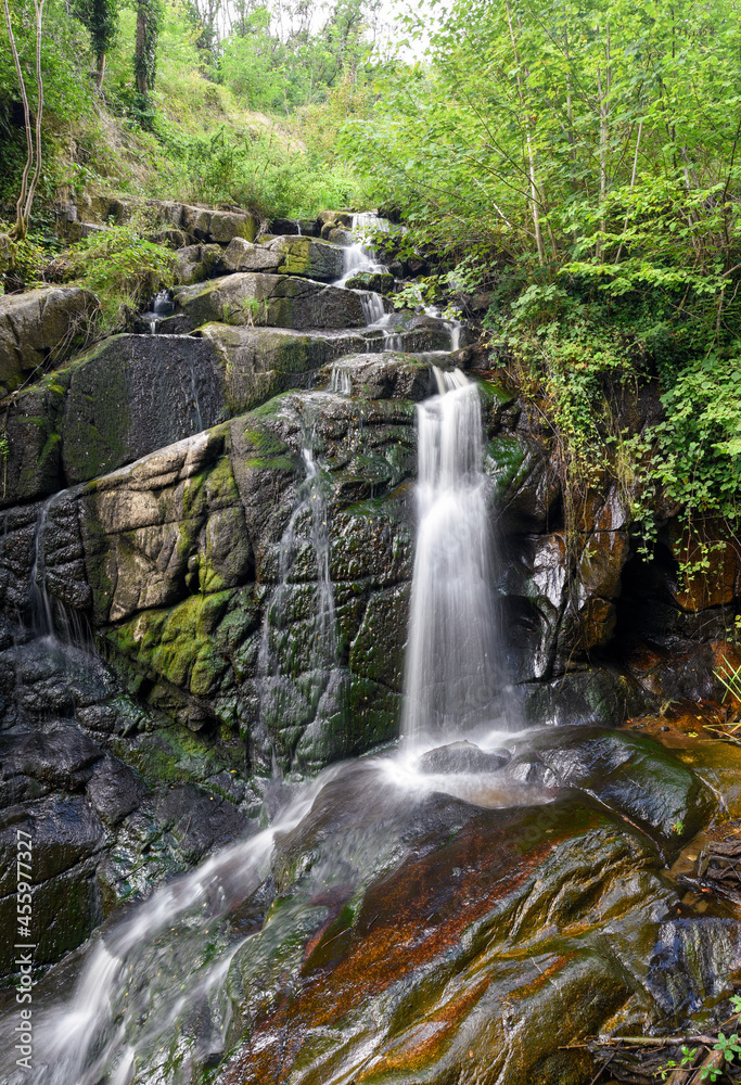 Fototapeta premium Cascade de Narvau, a small waterfall in Lormes in Morvan Regional Natural Park in the region Bourgogne, France.