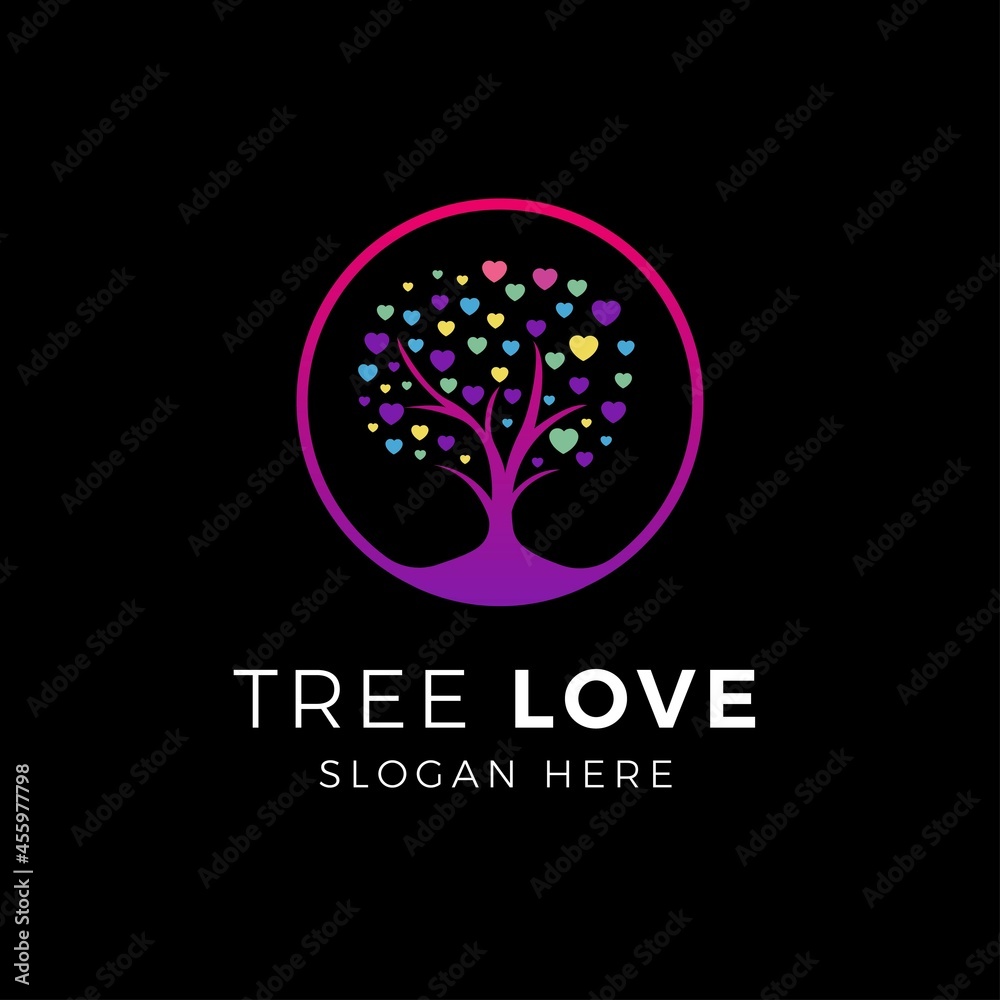 tree love logo concept design vector
