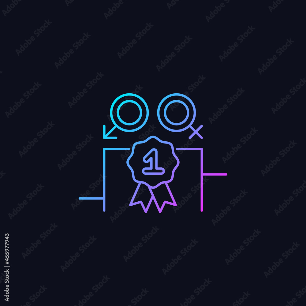 Gender equality gradient vector icon for dark theme. Enjoy equal rewards. Gender parity. Gender-balanced participation. Thin line color symbol. Modern style pictogram. Vector isolated outline drawing Gender equality gradient vector icon for dark theme. Enjoy equal rewards. Gender parity. Gender-balanced participation. Thin line color symbol. Modern style pictogram. Vector isolated outline drawing