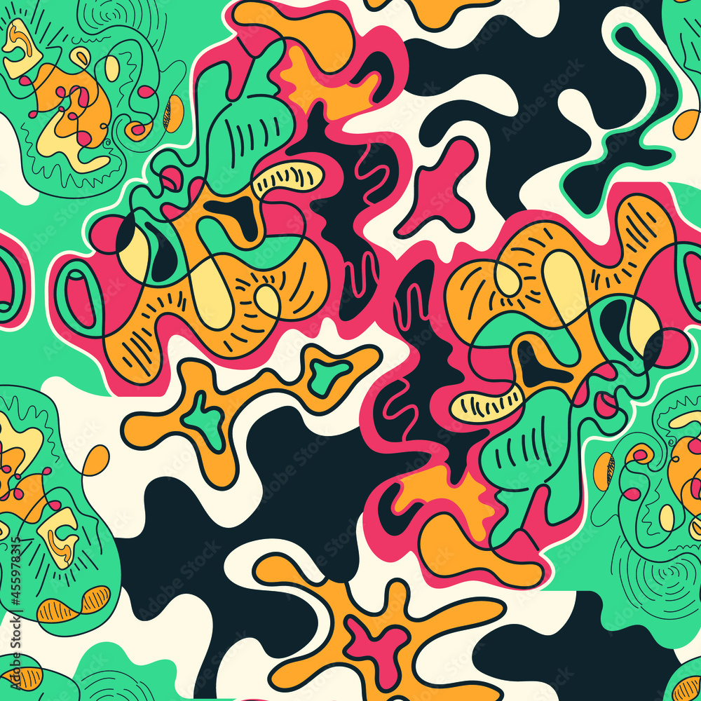 Natural seamless abstract unique artwork with psychedelic pattern