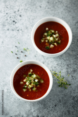 Traditional homemade gazpacho soup