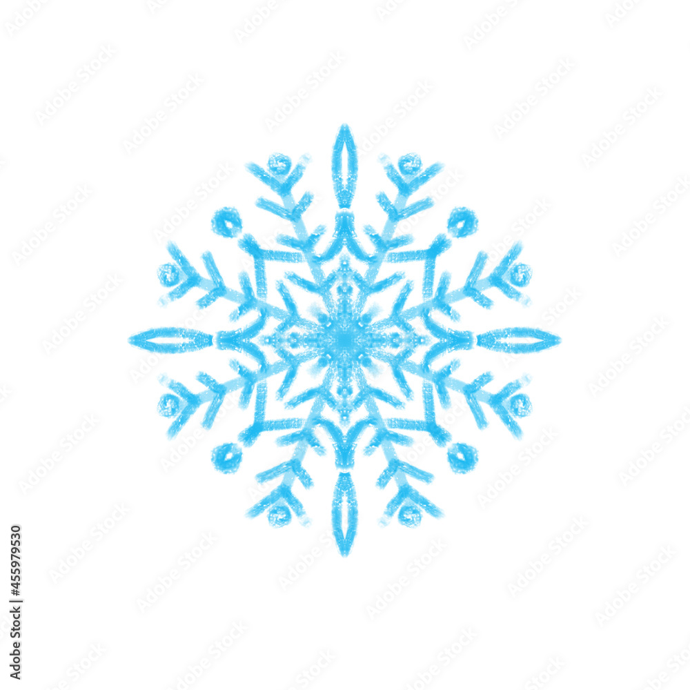 Snowflake illustration in blue color isolated on white Snowflake illustration in blue color isolated on white
