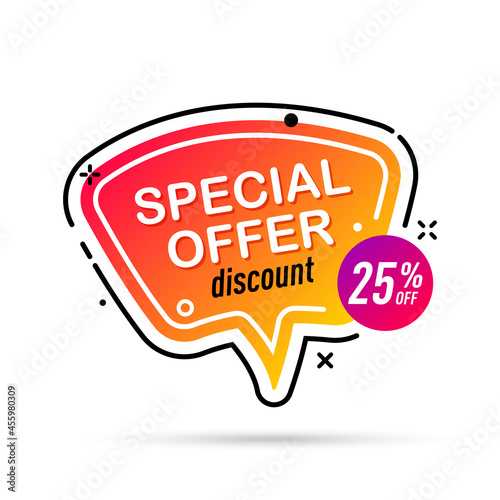 Special offer label with 25 discount with shadow