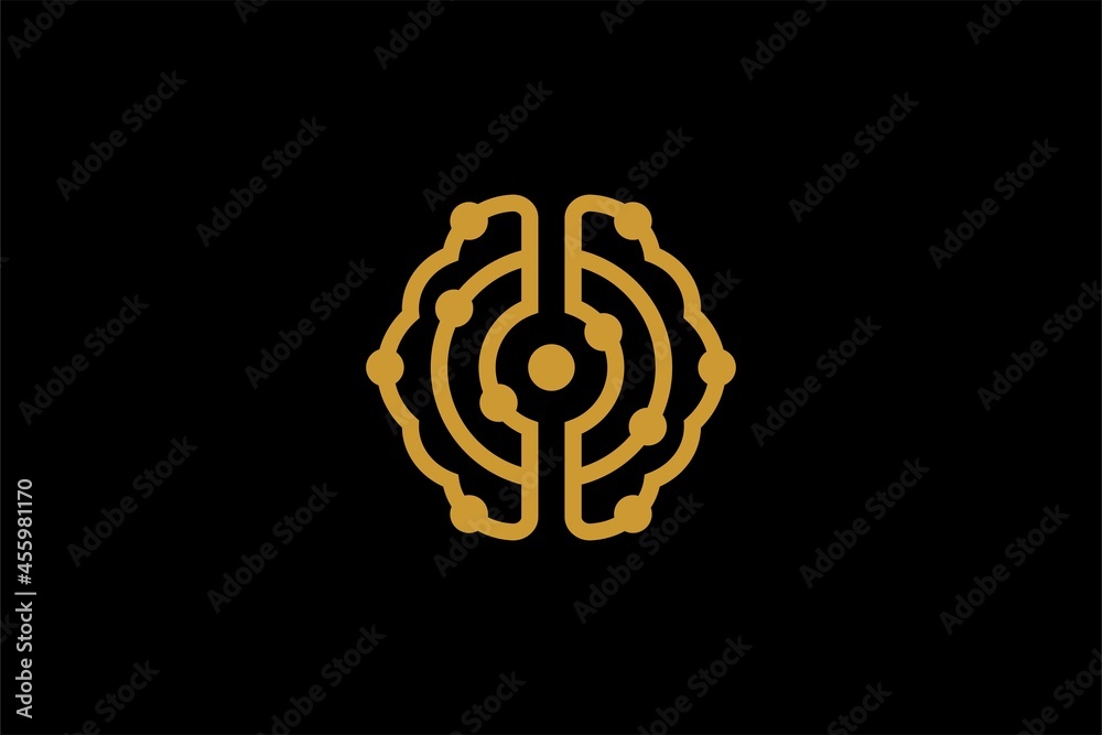 Artificial intelligent logo design vector. Brain digital technology concept logo design. Artificial intelligent logo design vector. Brain digital technology concept logo design.