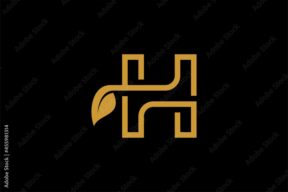 Letter H and leaf logo design vector. Natural and type logo design.