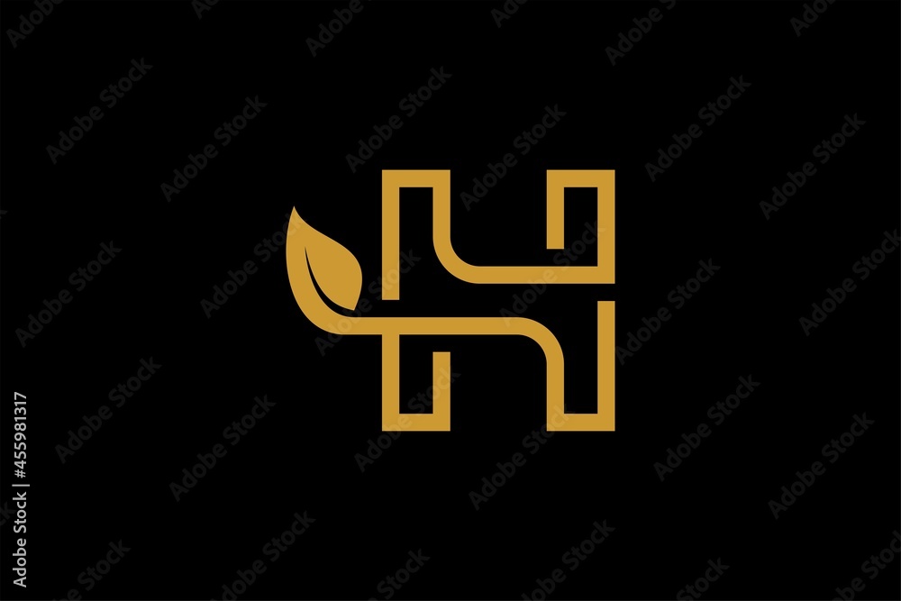 Letter H and leaf logo design vector. Natural and type logo design. Letter H and leaf logo design vector. Natural and type logo design.