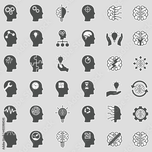 Mindset Icons. Sticker Design. Vector Illustration.