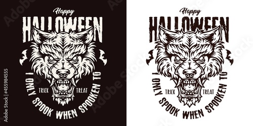 Halloween vintage monochrome logo