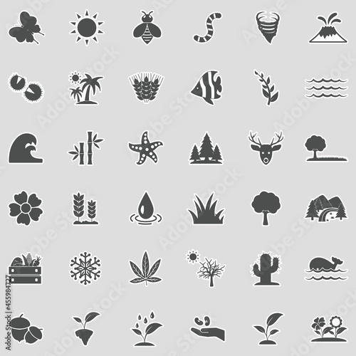 Nature Icons. Sticker Design. Vector Illustration. © andrej
