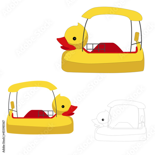 Set of duck pedal yellow boat float
