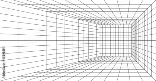 Perspective grid background for interior. Vector illustration