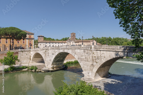 Tiber island (Isola Tiberina) and Tiber river in Rome, Italy