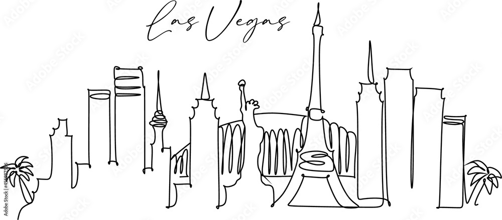 Minimal Las Vegas City Linear Skyline with Typographic Design. Las Vegas line drawing art vector Minimal Las Vegas City Linear Skyline with Typographic Design. Las Vegas line drawing art vector