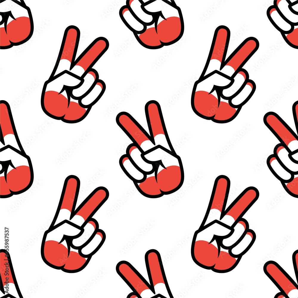 Austria flag in the form of a peace sign. Seamless background. Gesture V victory sign, patriotic sign, icon for apps, websites, T-shirts, souvenirs, etc., isolated on white background Austria flag in the form of a peace sign. Seamless background. Gesture V victory sign, patriotic sign, icon for apps, websites, T-shirts, souvenirs, etc., isolated on white background
