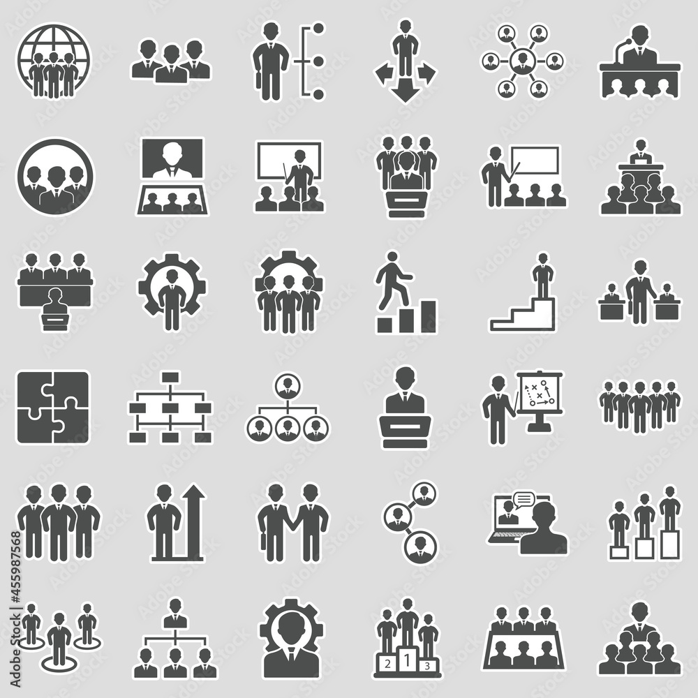 Organization Icons. Sticker Design. Vector Illustration. Organization Icons. Sticker Design. Vector Illustration.