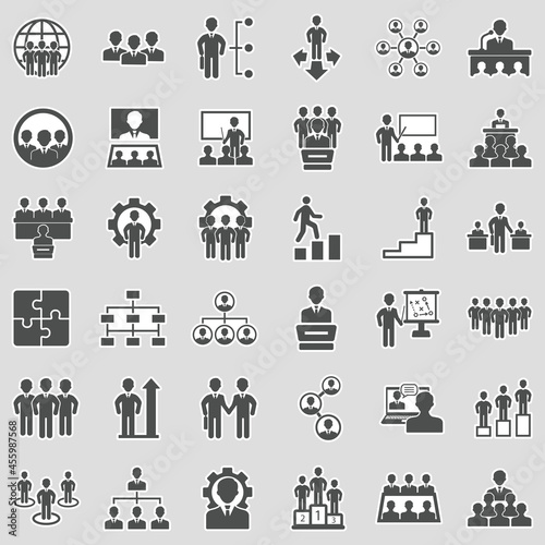 Organization Icons. Sticker Design. Vector Illustration.