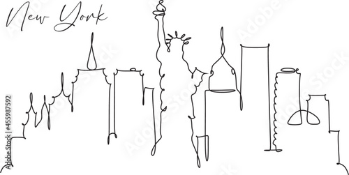 Minimal New York City Line drawing. New York Line art Vector