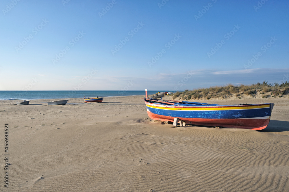 Marina di Ginosa Marina, Taranto district, Puglia, Italy, Europe, view of the wide beach Marina di Ginosa Marina, Taranto district, Puglia, Italy, Europe, view of the wide beach