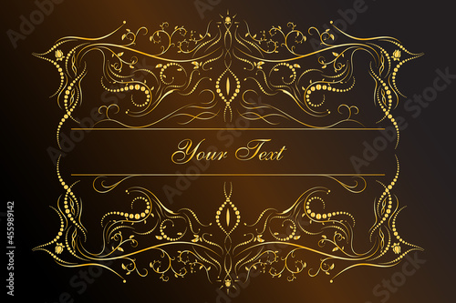 Abstract golden floral frame. - Vector. Vintage gold baroque frame scroll.